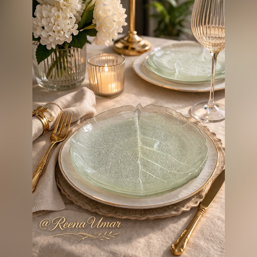 Vintage ARC France Aspen Leaf Glass Plates – Set of 6 (9”)